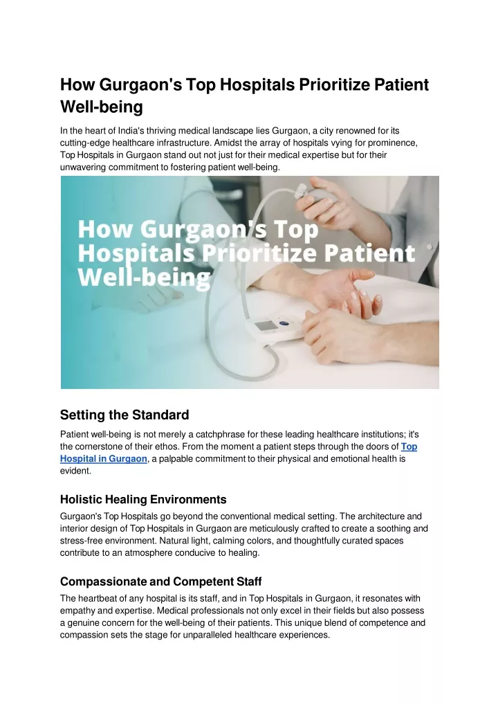 how gurgaon s top hospitals prioritize patient