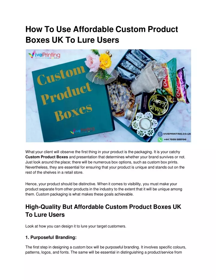 how to use affordable custom product boxes uk to lure users