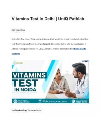 vitamins test in delhi uniq pathlab