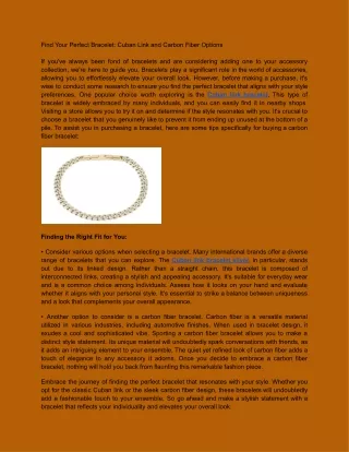 Find Your Perfect Bracelet Cuban Link and Carbon Fiber Options