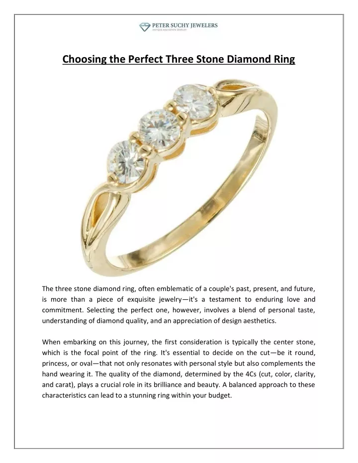choosing the perfect three stone diamond ring