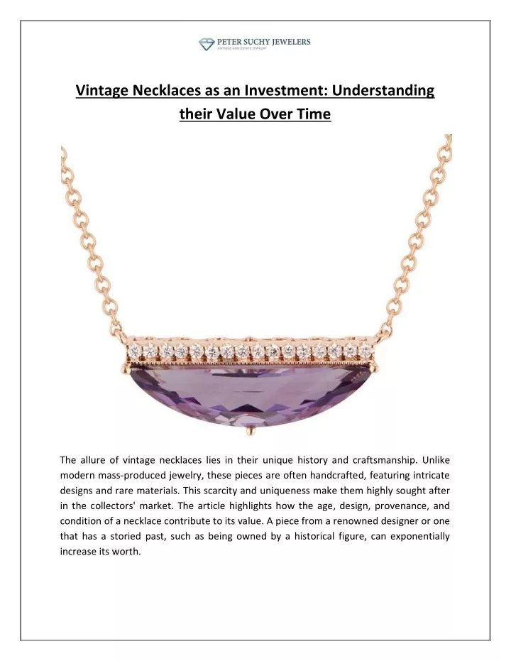 vintage necklaces as an investment understanding