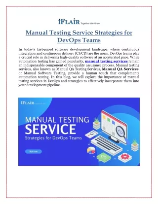 Manual Testing Service Strategies for DevOps Teams