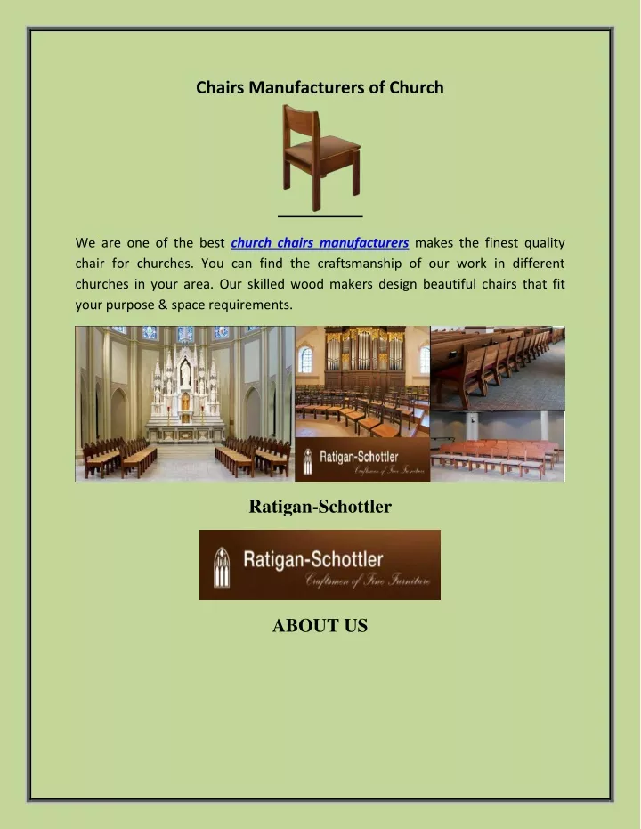 chairs manufacturers of church
