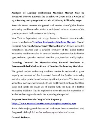 analysis of leather embossing machine market size
