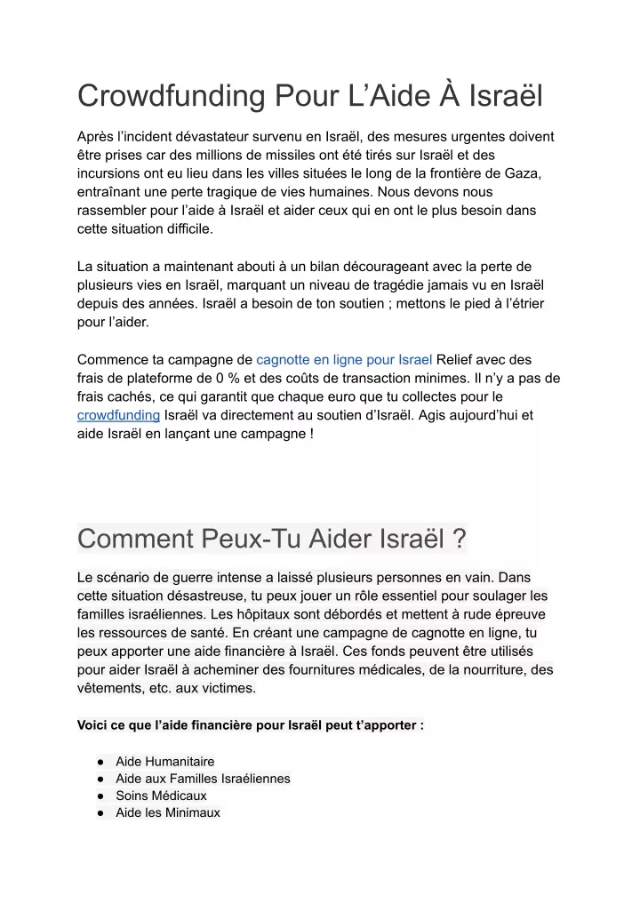 crowdfunding pour l aide isra l