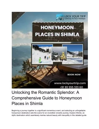 Unlocking the Romantic Splendor_ A Comprehensive Guide to Honeymoon Places in Shimla