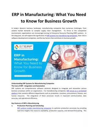 ERP in Manufacturing: What You Need to Know for Business Growth