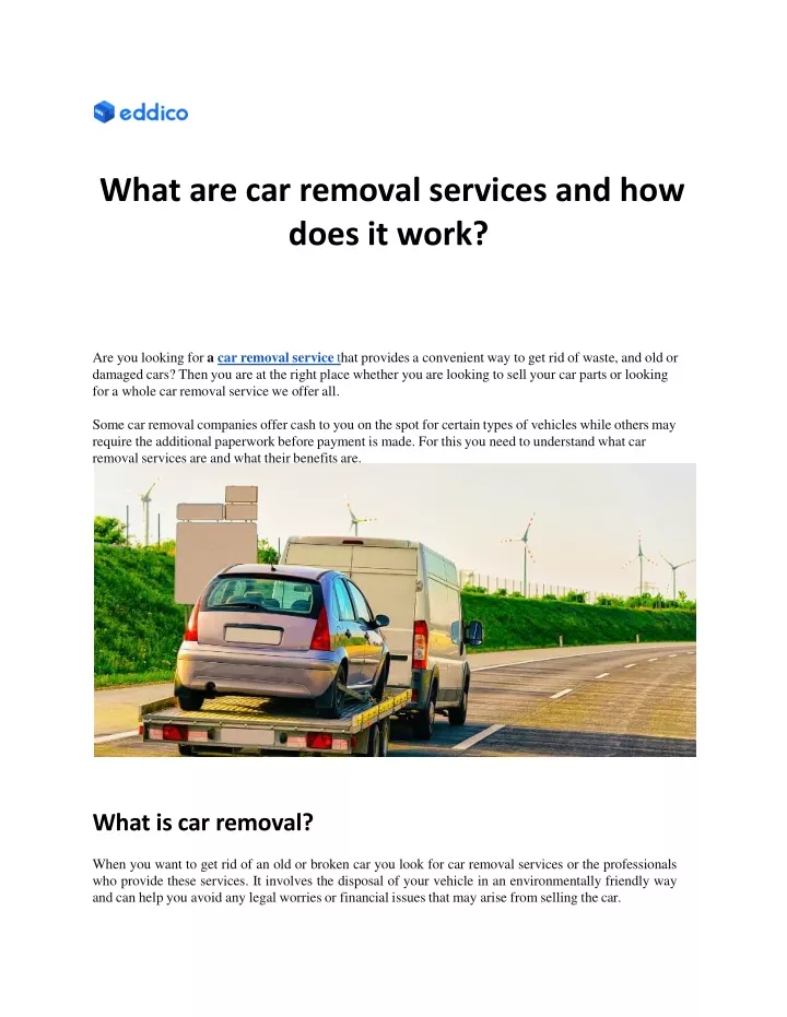 what are car removal services and how does it work