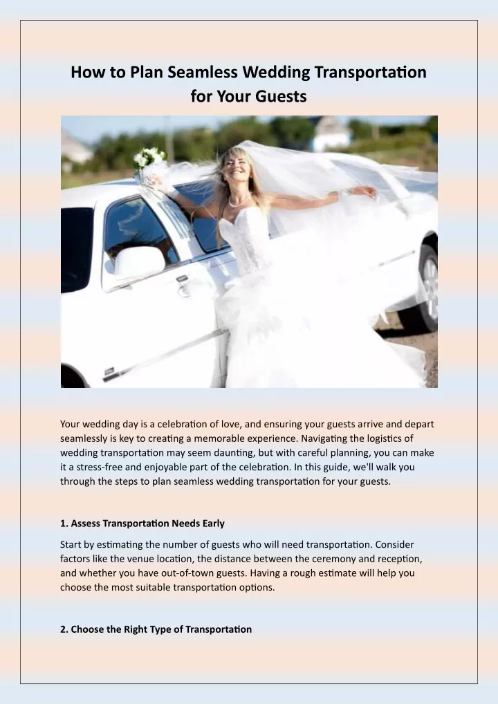 how to plan seamless wedding transportation