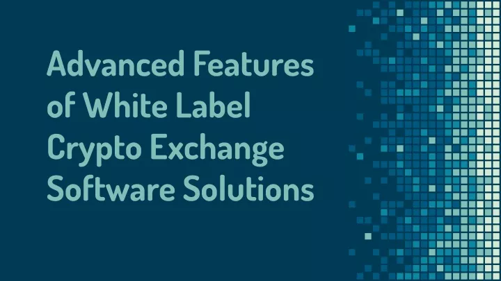 advanced features of white label crypto exchange
