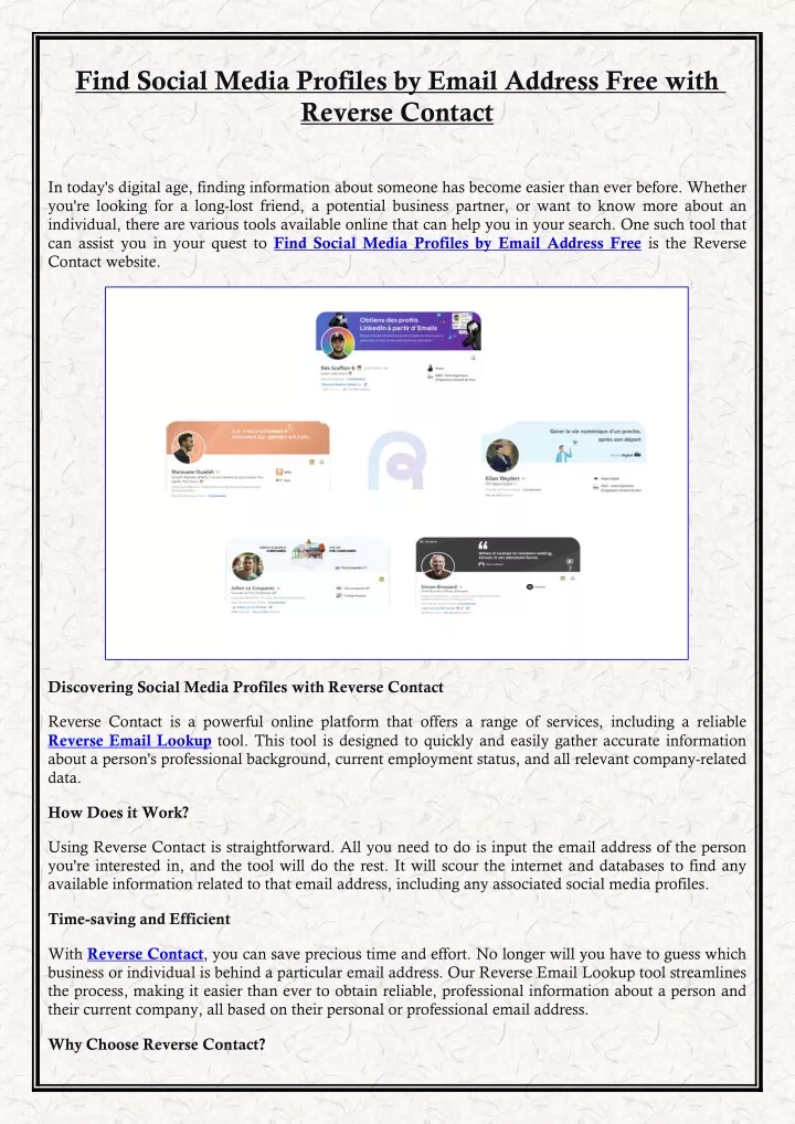 find social media profiles by email address free