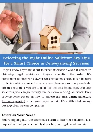 Selecting the Right Online Solicitor Key Tips for a Smart Choice in Conveyancing Services