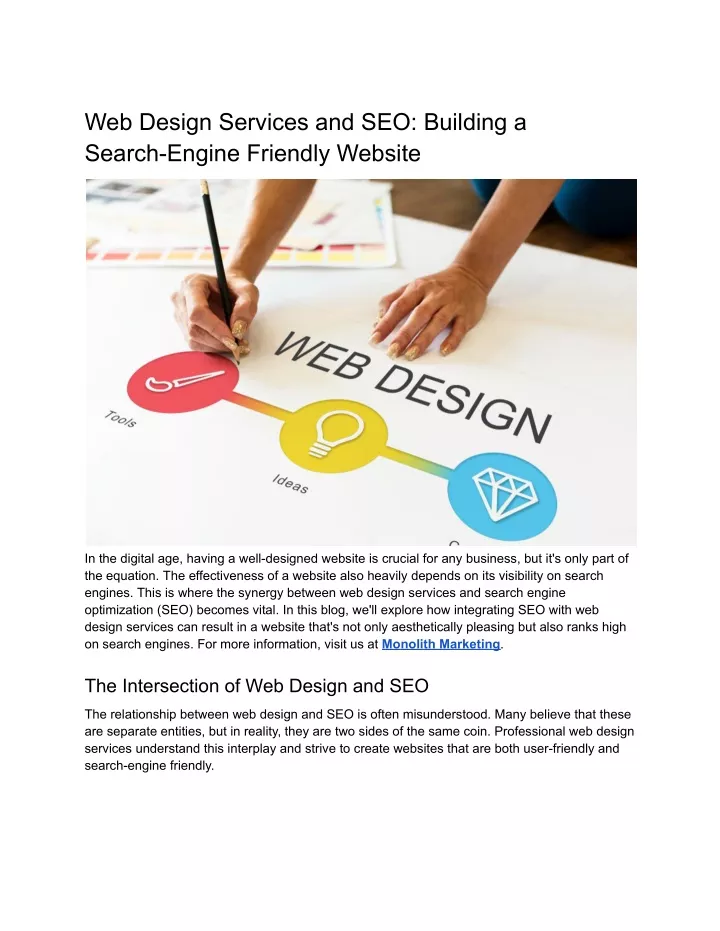 web design services and seo building a search