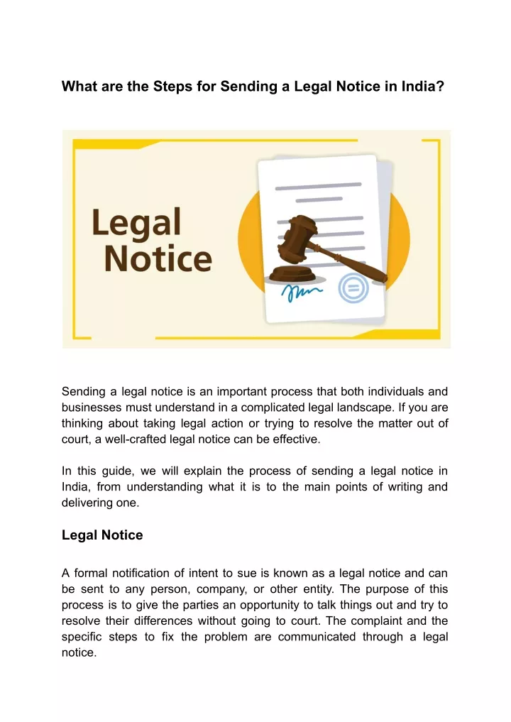 what are the steps for sending a legal notice