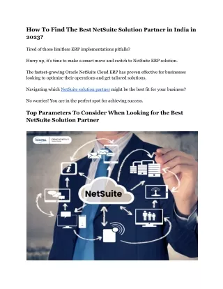 Best NetSuite Solution Partner in India
