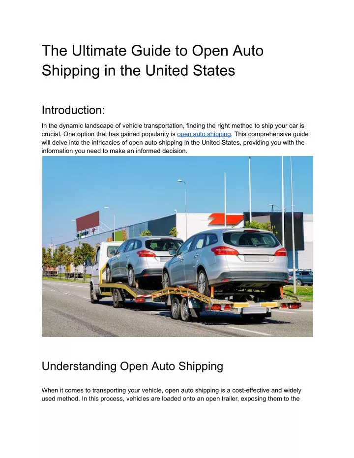 the ultimate guide to open auto shipping