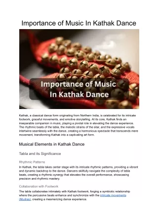 Importance of Music In Kathak Dance