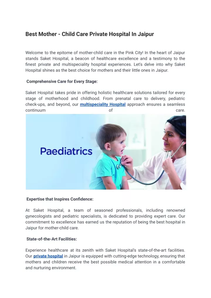 best mother child care private hospital in jaipur