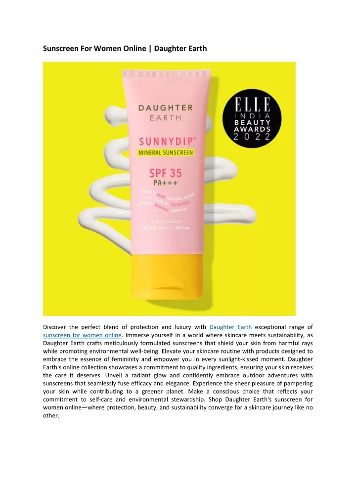 sunscreen for women online daughter earth