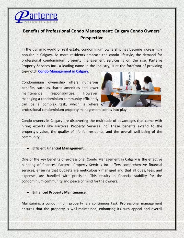 benefits of professional condo management calgary