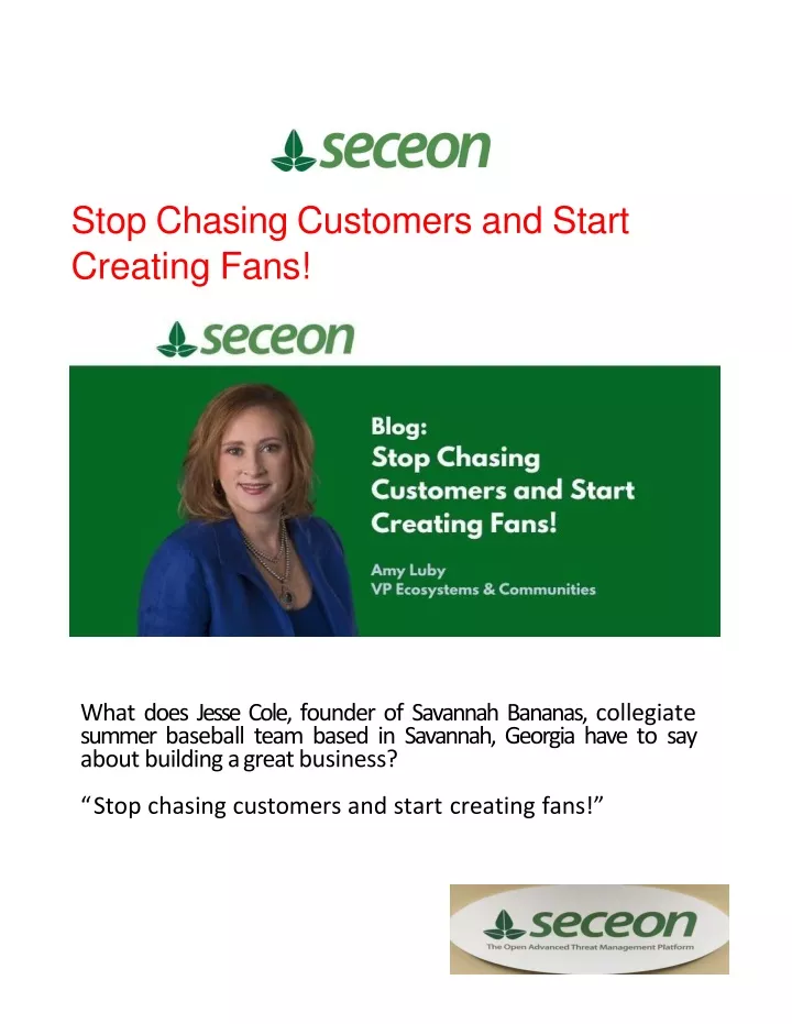 stop chasing customers and start creating fans