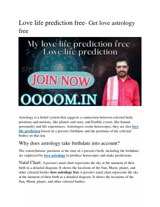 Love life prediction free Get love astrology free