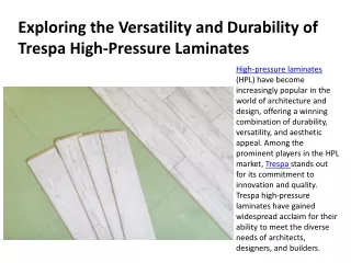 Trespa High-Pressure Laminates