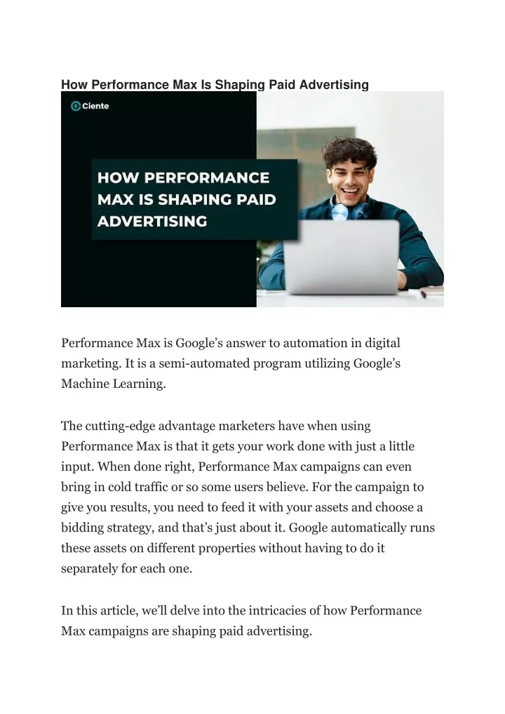 how performance max is shaping paid advertising