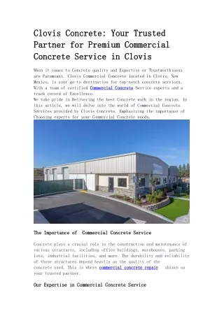 Clovis Concrete Your Trusted Partner for Premium Commercial Concrete Service in Clovis