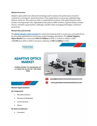 market overview adaptive optics ao is an advanced