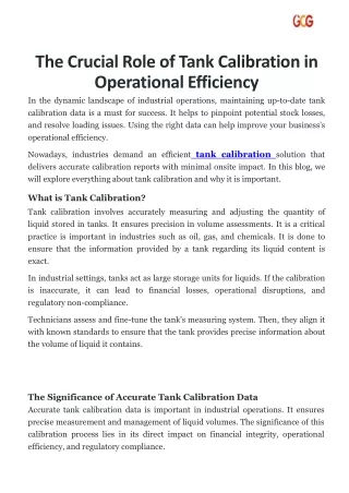 The Crucial Role of Tank Calibration in Operational Efficiency