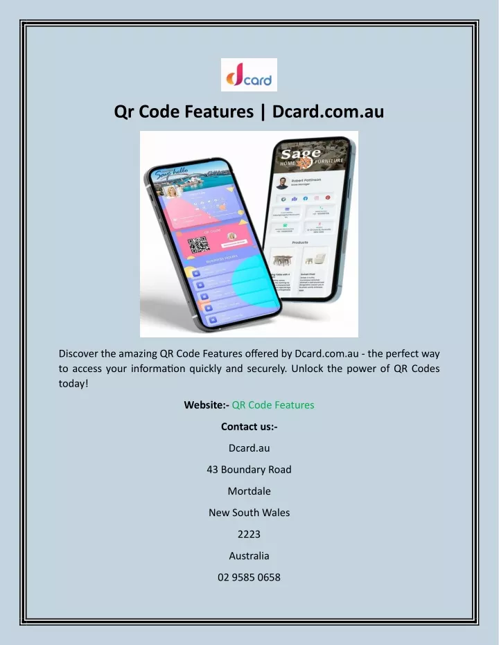 qr code features dcard com au