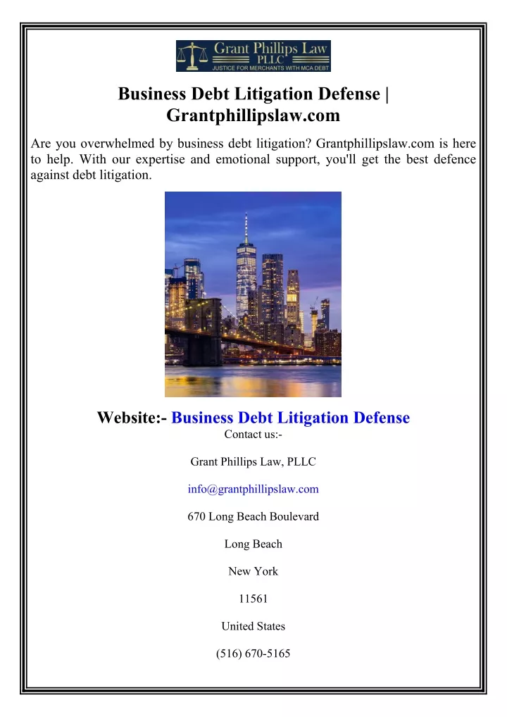 business debt litigation defense grantphillipslaw