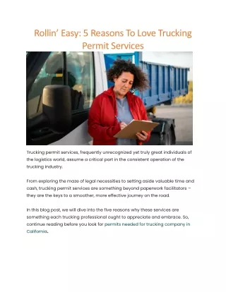 Permits needed for trucking company in california