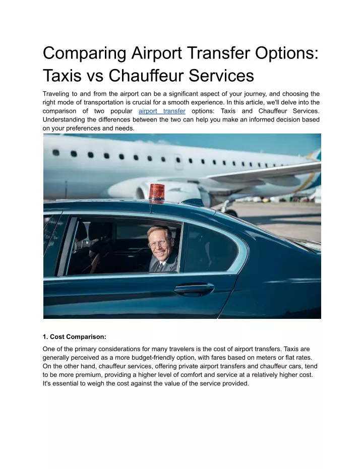 comparing airport transfer options taxis