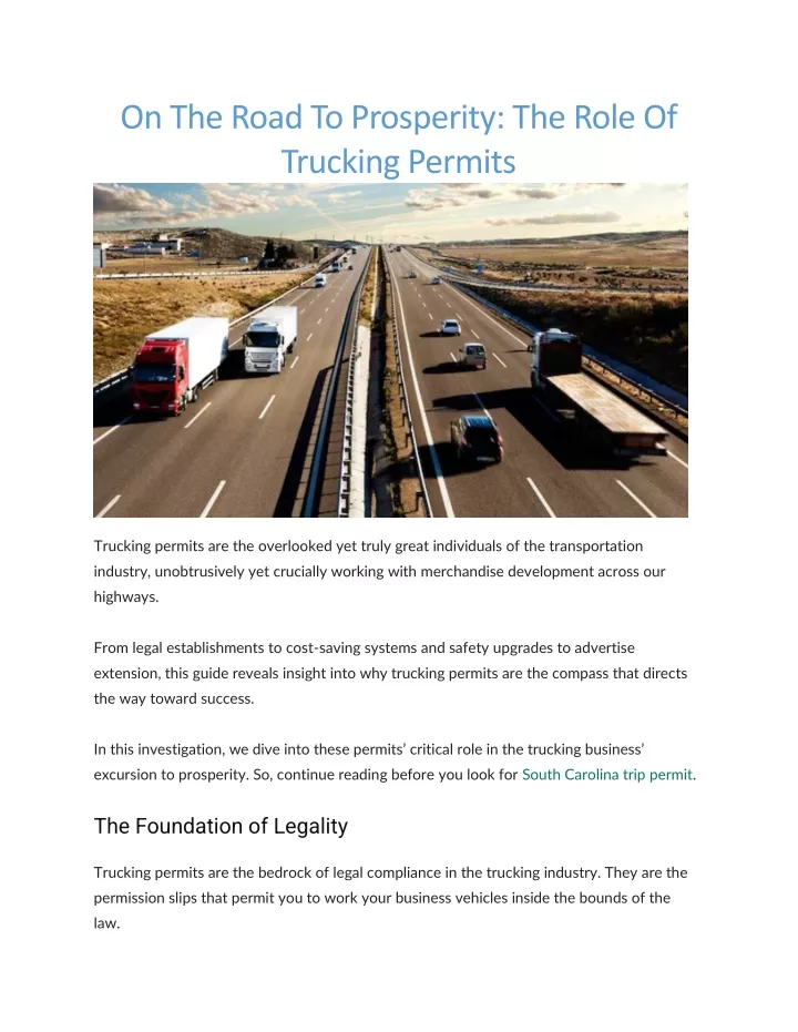on the road to prosperity the role of trucking