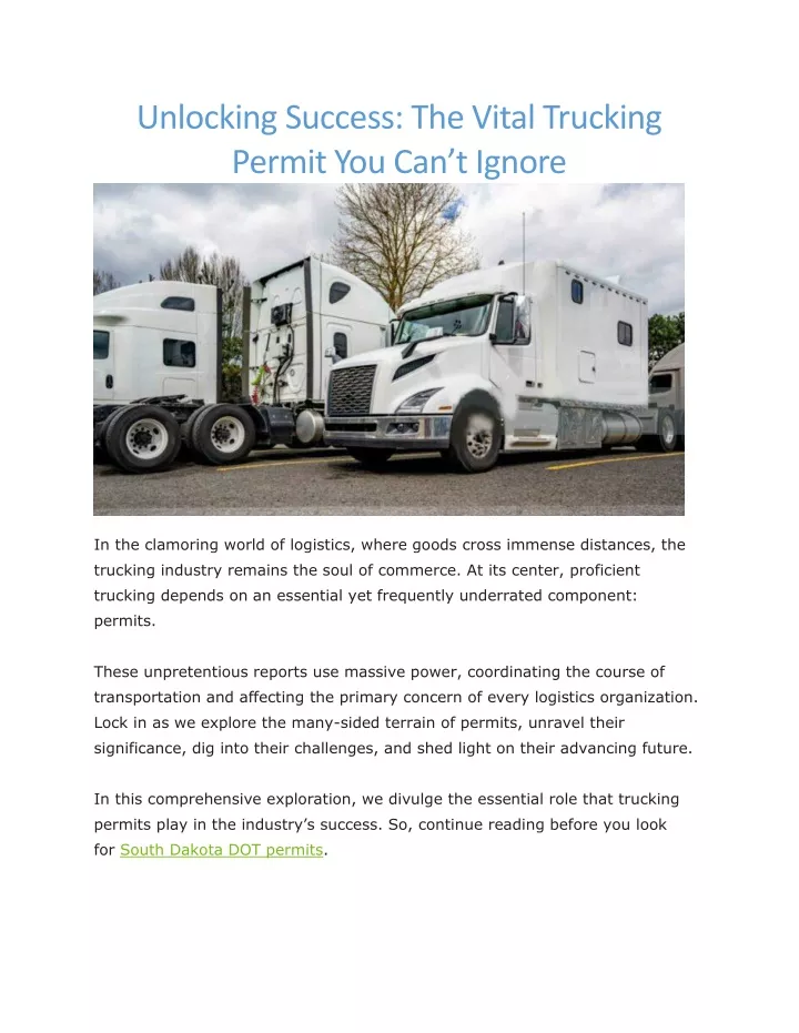 unlocking success the vital trucking permit