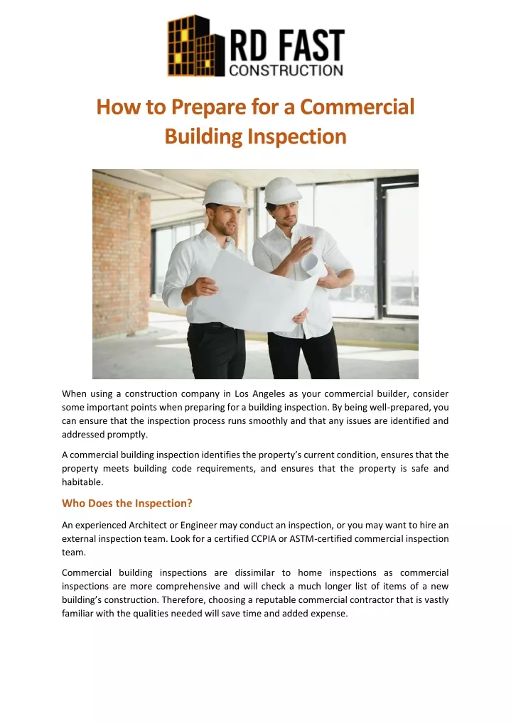 how to prepare for a commercial building