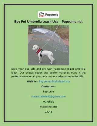 Buy Pet Umbrella Leash Usa  Pupsome.net