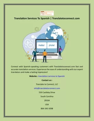 Translation Services To Spanish  Translatetoconnect