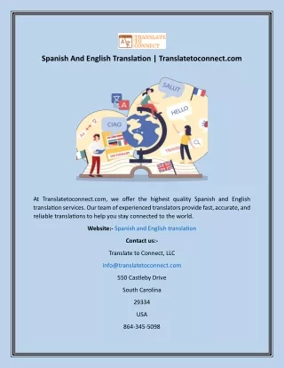 Spanish And English Translation  Translatetoconnect