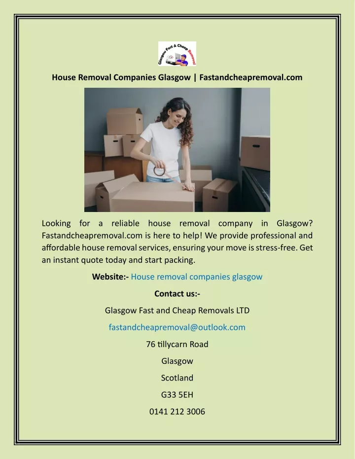 house removal companies glasgow