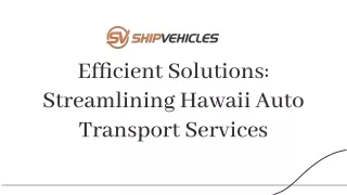 Efﬁcient Solutions Streamlining Hawaii Auto Transport Services