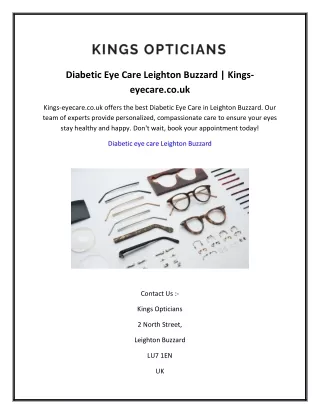 Diabetic Eye Care Leighton Buzzard  Kings-eyecare.co.uk
