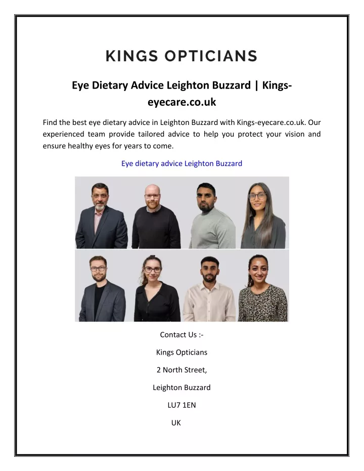 eye dietary advice leighton buzzard kings eyecare