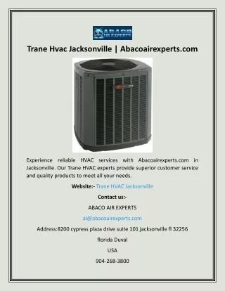 Trane Hvac Jacksonville  Abacoairexperts