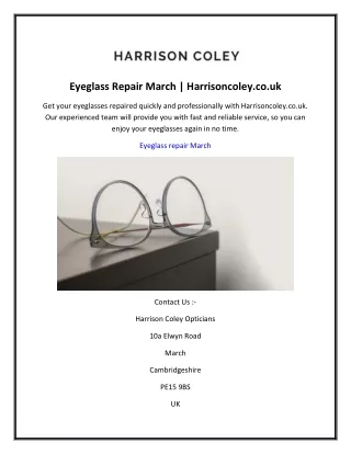 Eyeglass Repair March  Harrisoncoley.co.uk