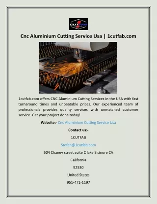 Cnc Aluminium Cutting Service Usa  1cutfab