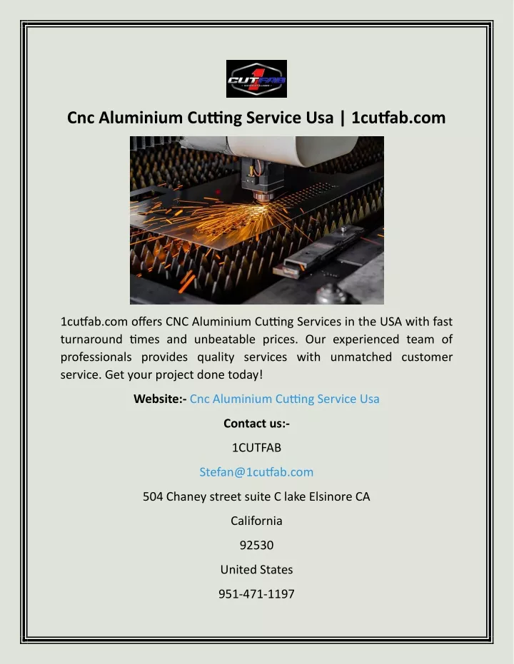 cnc aluminium cutting service usa 1cutfab com